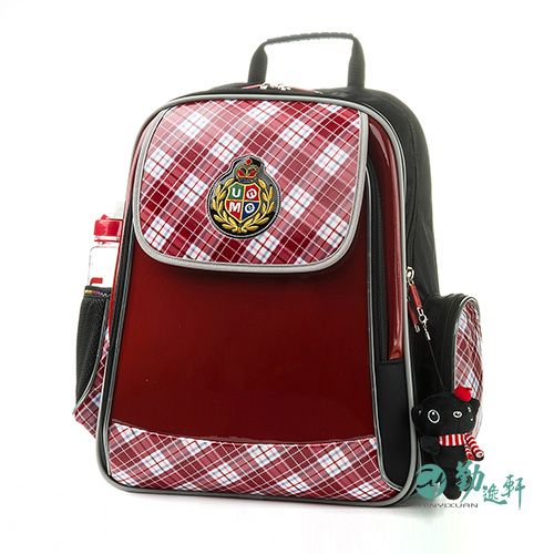 UnMeBig皇家英倫格紋人體工學大空間後背書包(紅格)