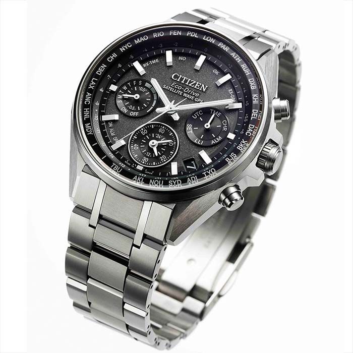 CITIZEN星辰 CC4000-59E 鈦金屬 GPS衛星對時 光動能 三眼計時男錶 黑/銀 44mm