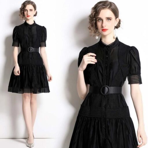 D'Fina【南紡購物中心】 《 時尚女裝》 法式宮廷風收腰洋裝+吊帶兩件式配腰帶