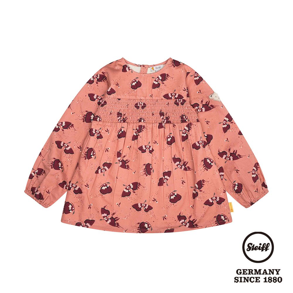 STEIFF德國精品童裝 - 長袖T恤衫 粉橘色 (蝴蝶花)