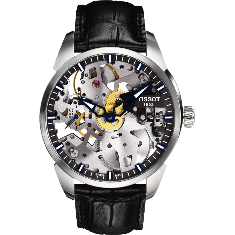 TISSOT天梭 官方授權 T-Classic T-Complication 鏤空手動上鍊手錶-43mm T0704051641100