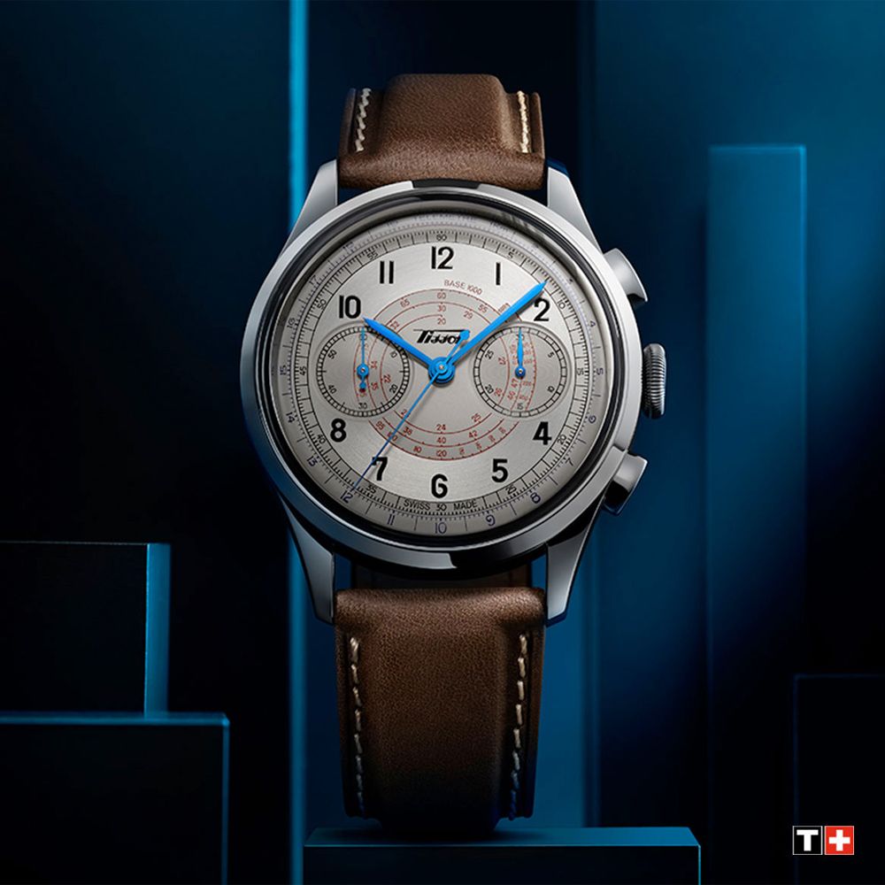 TISSOT天梭 官方授權 TELEMETER 1938復刻 計時機械手錶-咖啡X銀 T1424621603200