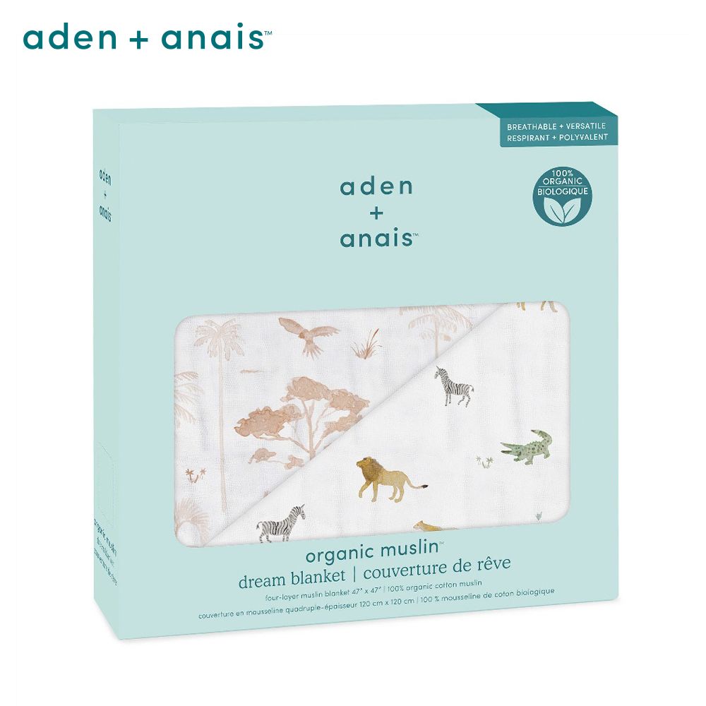 Aden & Anais有機棉舒適厚毯/草原動物