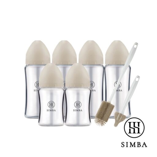 Simba 小獅王辛巴深入各種瓶蘊蜜質金玻璃寬口奶瓶極淨組