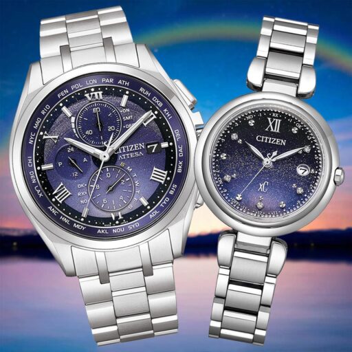 CITIZEN星辰 限量 光動能電波 鈦金屬 時尚對錶  (AT8240-66L+ES9460-70L)