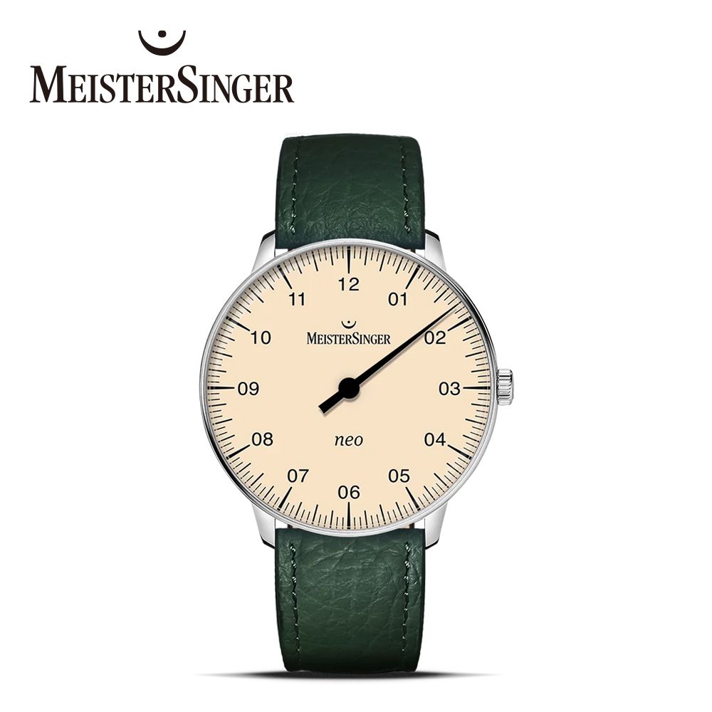 MeisterSinger明斯特 NES903 Neo 象牙色搭配藍寶石玻璃機械手錶(機械錶 自動上鍊)