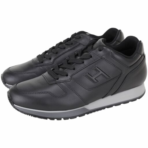 HOGAN 霍根H321 黑色牛皮繫帶運動鞋(男鞋)