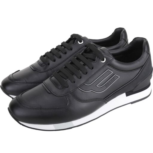 BALLYGOODY 標誌小牛皮繫帶運動鞋(男款/黑色)