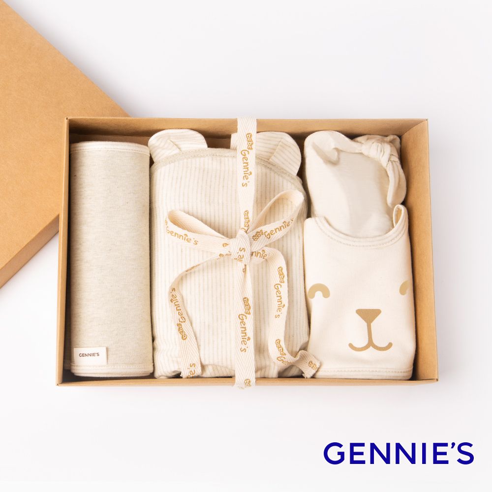 Gennies 奇妮恬睡小兔的打呼聲好眠禮盒4件組(包巾+寶寶帽+口水兜+肚圍):圖片 2