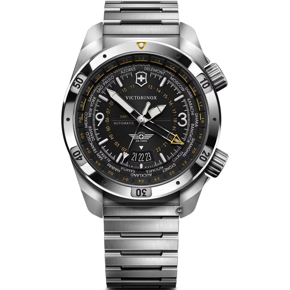 VICTORINOX瑞士維氏 Air Pro GMT Automatic 機械腕錶 男錶 手錶-43mm黑 VISA-242004