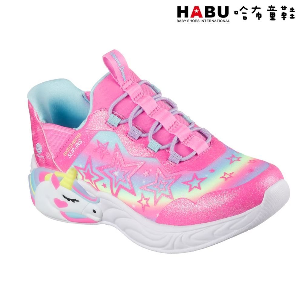 HABU 哈布童鞋SKECHERS 女童系列 燈鞋 Unicorn Dreams-Starry Lite 彩虹小馬 中童 302296LPKMT
