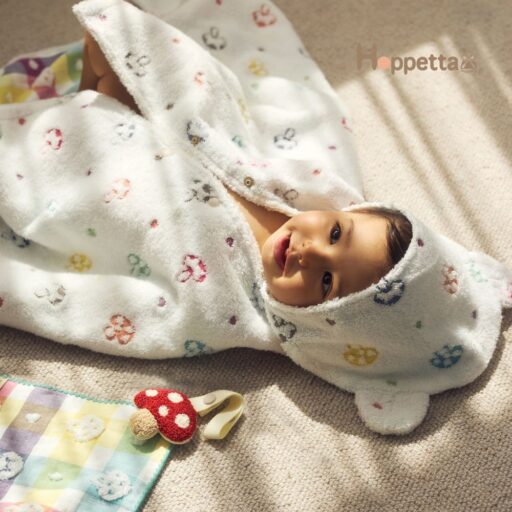 Hoppetta蘑菇熊耳朵連帽浴巾