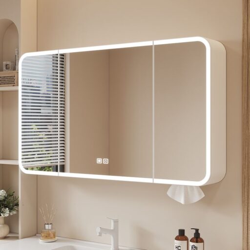 OSLE歐適樂 太空鋁鏡櫃衛生間智能燈帶美妝收納架儲物櫃雜物櫃收納櫃鏡子