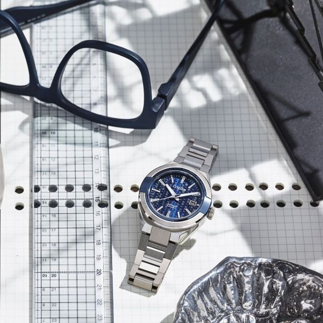 CITIZEN星辰 頂級870系列自動上鍊機械錶 / 藍面鋼帶 / 抗磁強化 NA1037-53L