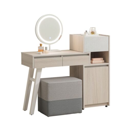 Homelike 喜家居可伸縮化妝桌椅組(附補光美妝鏡)(2502)