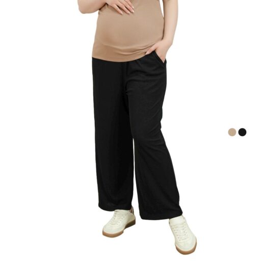 Gennies 奇妮垂墬直筒寬褲(黑/卡其)