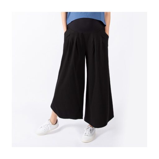 Gennies 奇妮彈力素色孕婦寬褲(黑)