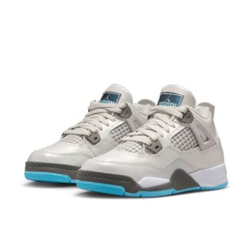 NIKE 耐吉Air Jordan 4 Retro Photon Dust Blue Chill (PS) 灰藍 休閒鞋 中童鞋 HV4682-014