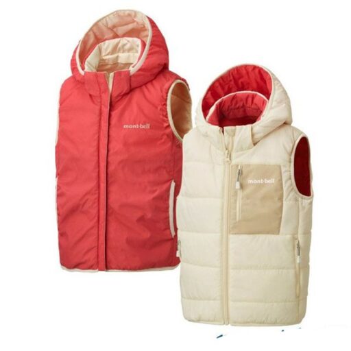 MONT-BELL幼童 THERMALAND HOODED 雙面連帽化纖保暖背心/雙面雙色.連帽可拆.三層結構防風保暖/ 1101656