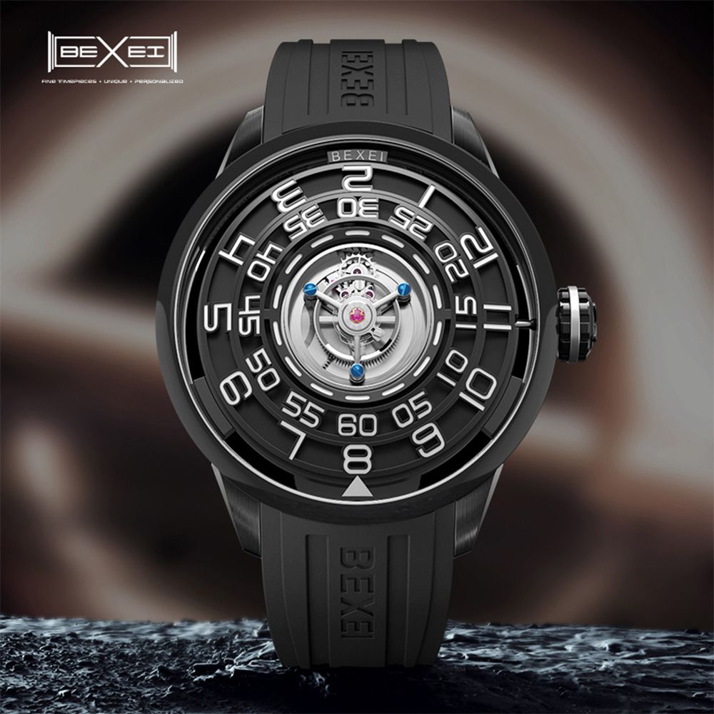 【BEXEI】貝克斯【愛時】科技感黑洞懸浮陀飛輪機械錶-9110:圖片 3