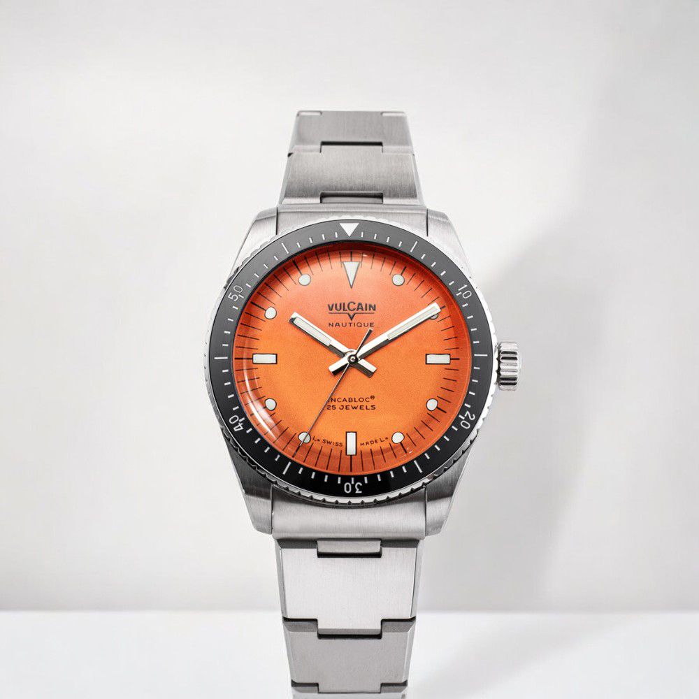 VULCAIN窩路堅 潛水員系列 男錶 手錶 機械錶-660170A67.BHM286/橘色x鋼帶款:圖片 2