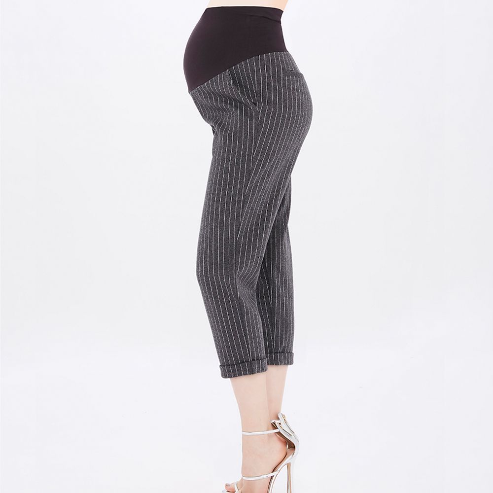 Gennies 奇妮條紋西裝面料打褶九分褲(灰白條):圖片 3