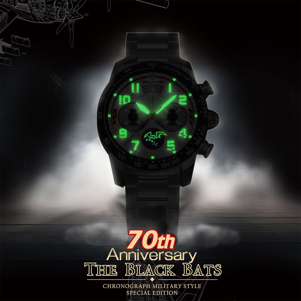 elegantsis愛樂時 黑蝙蝠中隊 70周年紀念計時機械錶 ELJX43AC-34-NW01MA:圖片 2