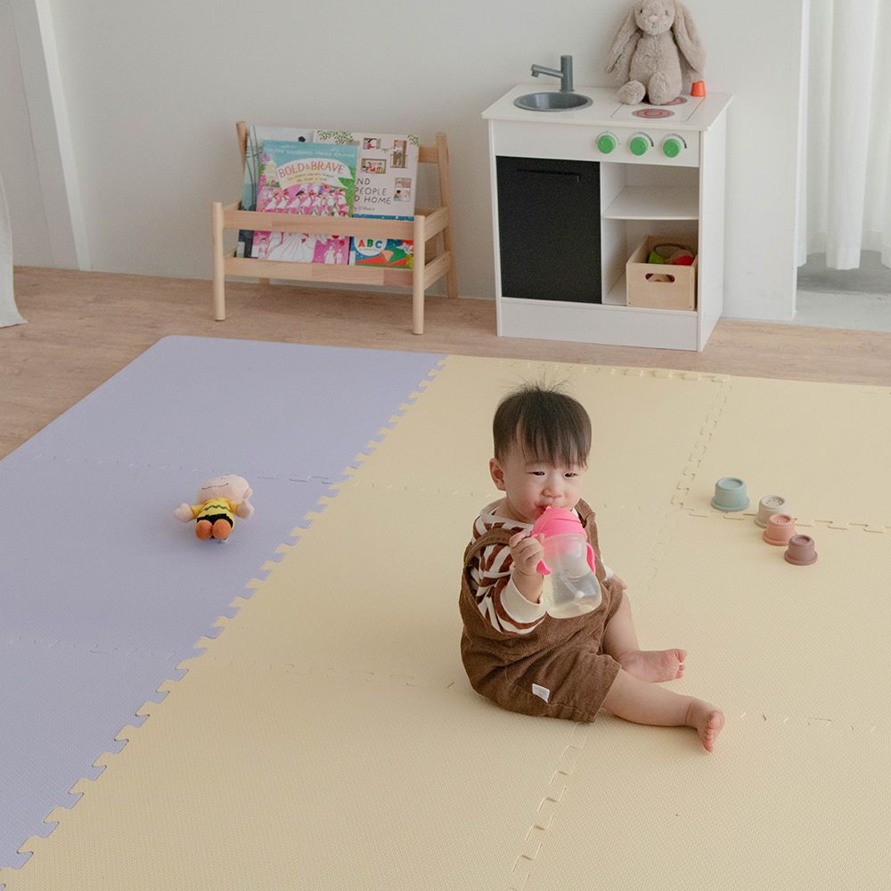 【Pato Pato】嬰幼兒防摔60x60x3cm雙色巧拼地墊 / 鵝黃&紫 / 4片入:圖片 4