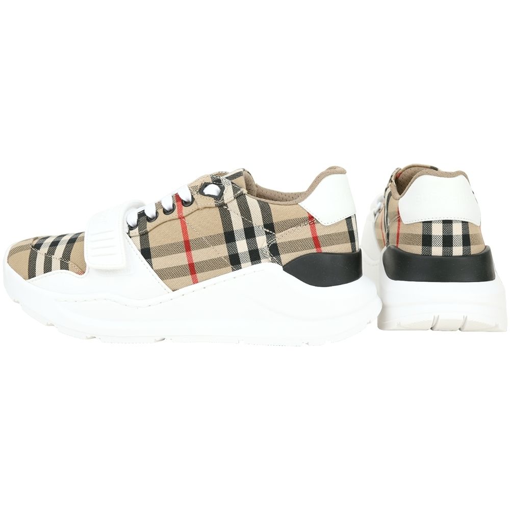 BURBERRY 巴寶莉字母魔鬼氈 格紋綁帶運動鞋 老爹鞋(卡其色):圖片 3