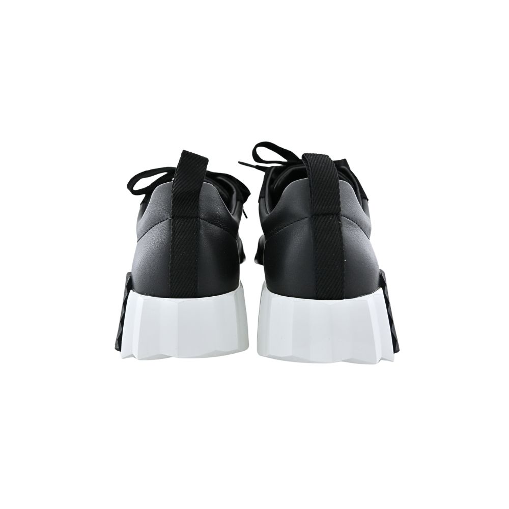 HERMES 愛馬仕經典Bouncing H LOGO小牛皮/麂皮山羊皮異材質拼接運動鞋(黑色白底/37):圖片 3