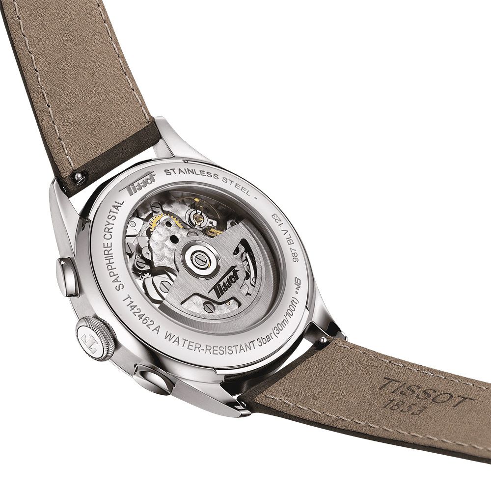 TISSOT天梭 官方授權 TELEMETER 1938復刻 計時機械手錶-咖啡X銀 T1424621603200:圖片 4