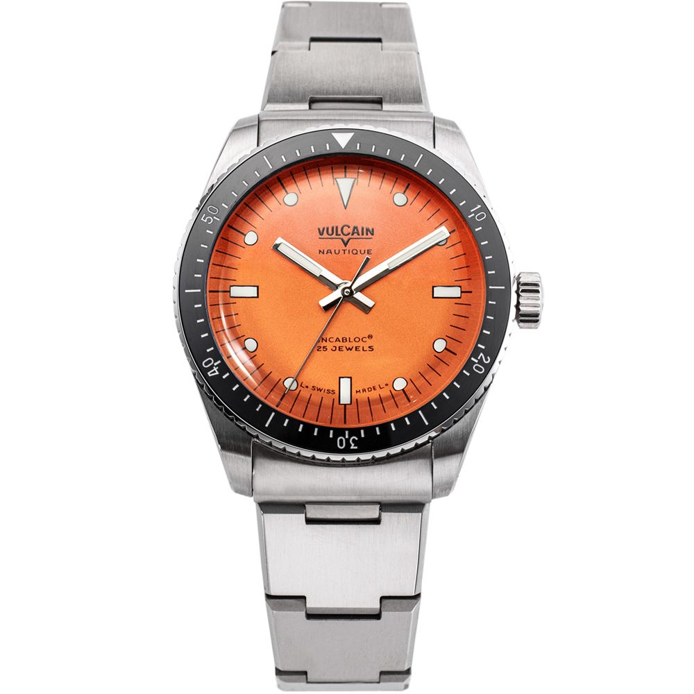 VULCAIN窩路堅 潛水員系列 男錶 手錶 機械錶-660170A67.BHM286/橘色x鋼帶款:圖片 4