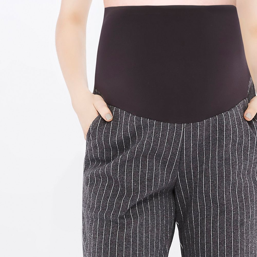 Gennies 奇妮條紋西裝面料打褶九分褲(灰白條):圖片 5