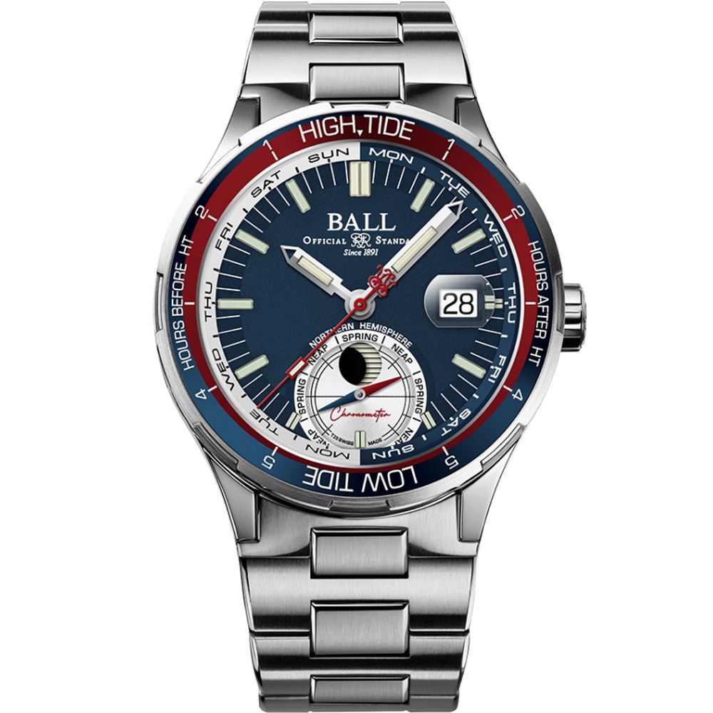 Ball波爾 Roadmaster系列 天文台認證 潮汐顯示機械錶 男錶 手錶-41mm藍 DM3120C-SCJ-BE:圖片 4