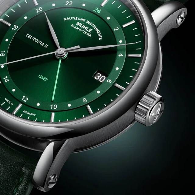 格拉蘇蒂·莫勒 GLASHUTTE Teutonia II GMT 經典系列M1-33-96-LB-II 森林綠機械手錶(機械錶 男錶):圖片 4