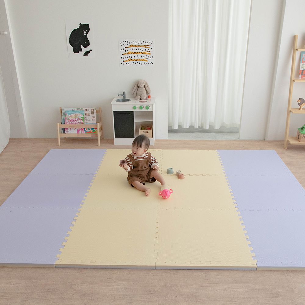 【Pato Pato】嬰幼兒防摔60x60x3cm雙色巧拼地墊 / 鵝黃&紫 / 4片入:圖片 5