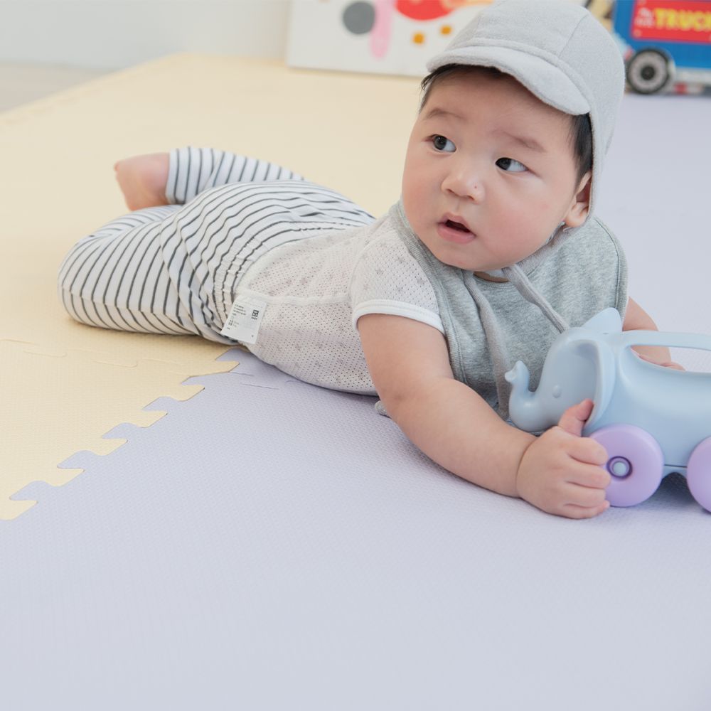 【Pato Pato】嬰幼兒防摔60x60x3cm雙色巧拼地墊 / 鵝黃&紫 / 4片入:圖片 6