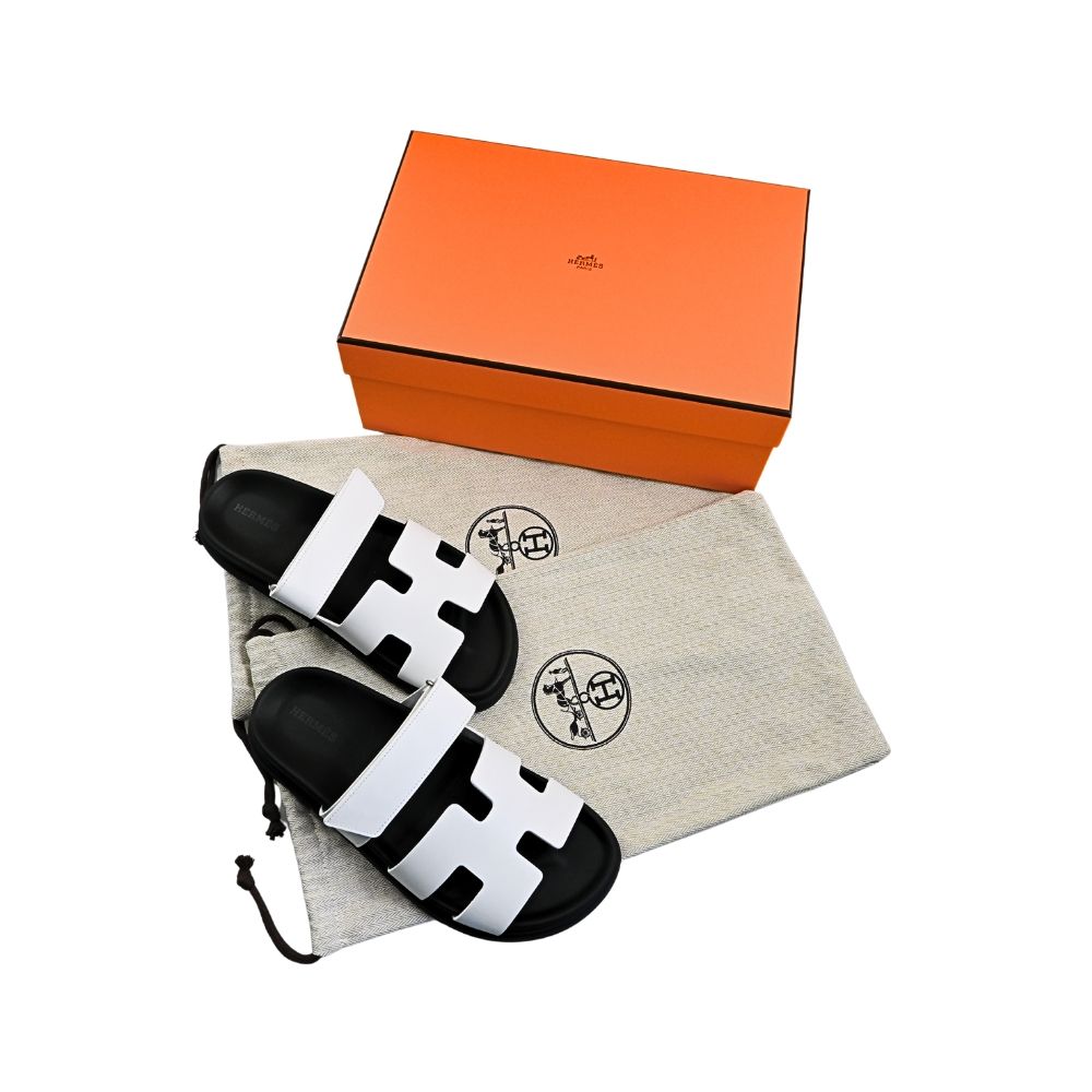 HERMES 愛馬仕Chypre sandal系列經典H LOGO小牛皮露趾涼鞋(白色/37):圖片 5