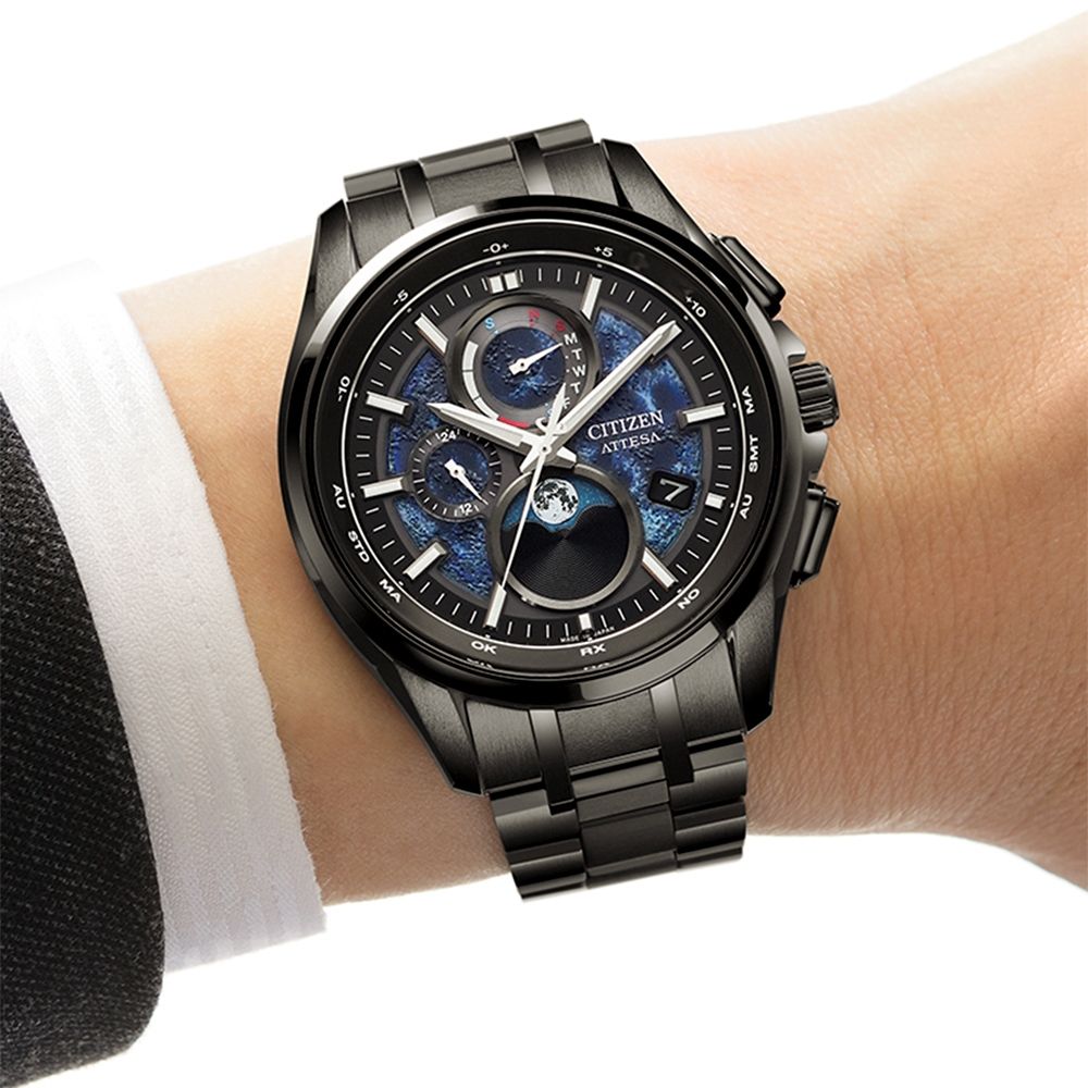 CITIZEN星辰 GENTS系列 HAKUTO-R限定鈦金屬光動能月相電波腕錶BY1008-67L:圖片 5