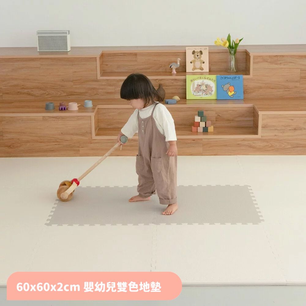 Pato Pato嬰幼兒莫蘭迪60x60x2cm雙色巧拼地墊 / 暖灰&乳白 / 6片入